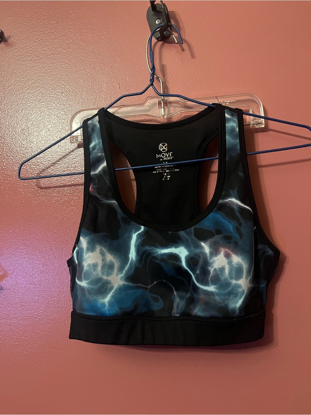 Ardene Blue & Black Cloud Print Racerback Sports Bra